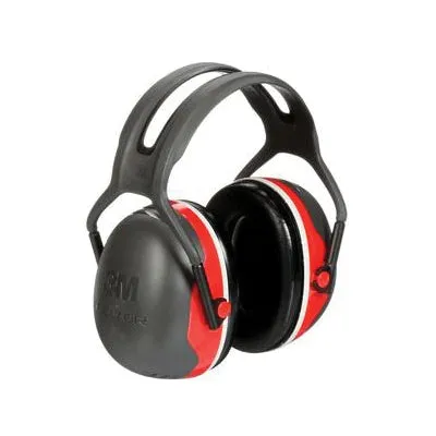 Peltor™ X Series 093045-93725 Earmuff, 28 dB NRR, Black/Red Ear Cup, Black Headband, Over The Head Ear Muff