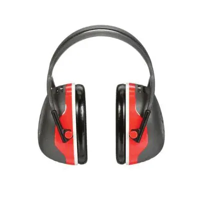 Peltor™ X Series 093045-93725 Earmuff, 28 dB NRR, Black/Red Ear Cup, Black Headband, Over The Head Ear Muff