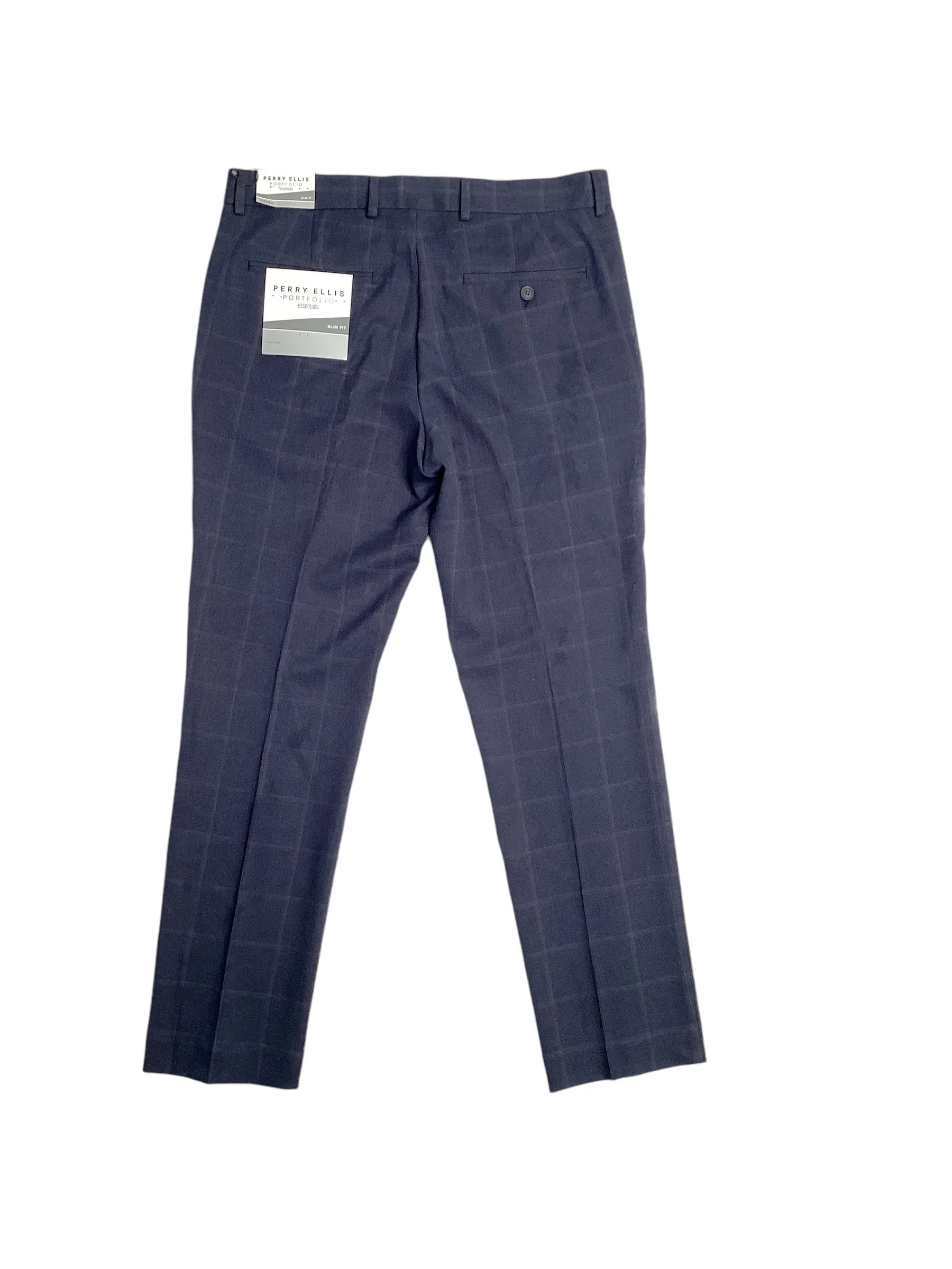 Perry Ellis Portfolio Mens Slim fit Dress Pants 38 / 30 Navy Blue