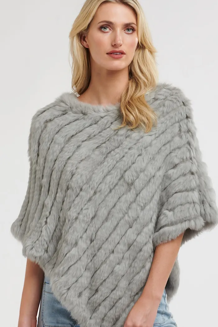 PIPER FUR PONCHO - SILVER