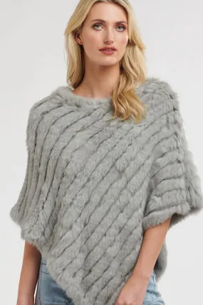 PIPER FUR PONCHO - SILVER