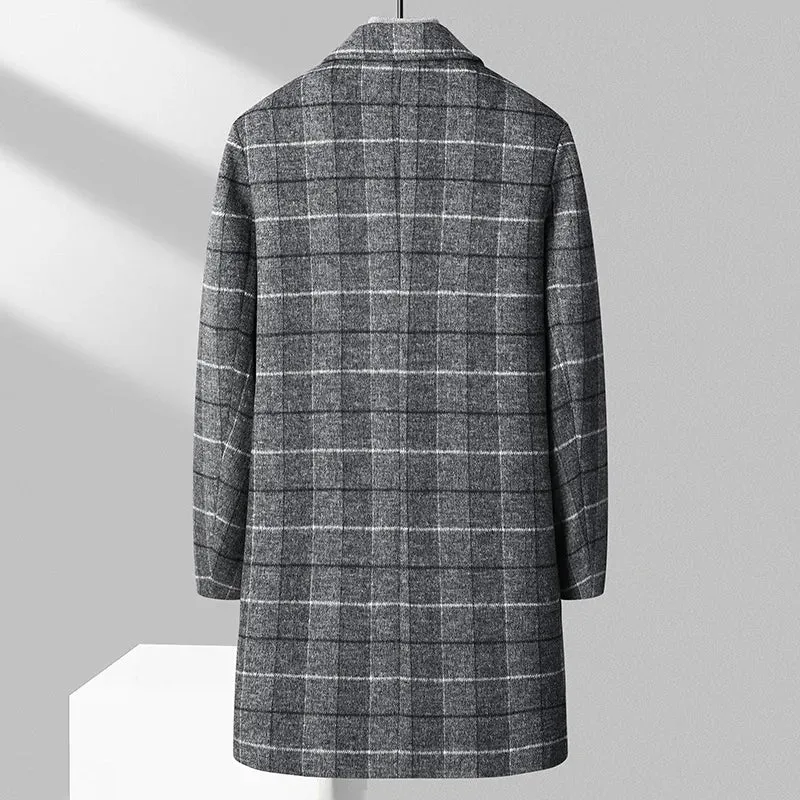 Plaid Brushed Wool Overcoat