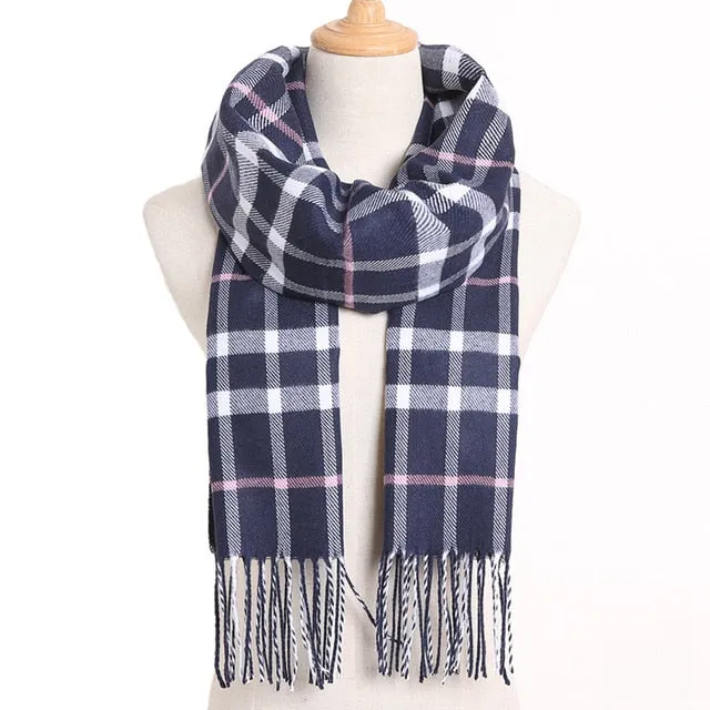 Plaid Winter Scarf Women