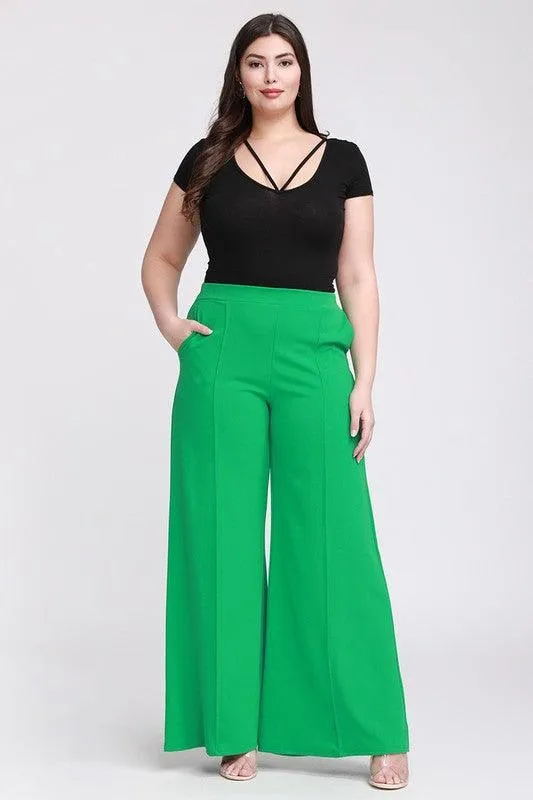 PLUS Crepe flare pants with pockets