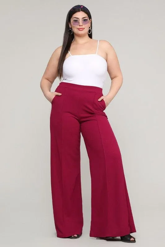 PLUS Crepe flare pants with pockets