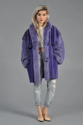 Purple Fox Fur   Suede Avant Garde Coat