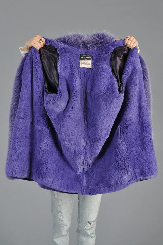 Purple Fox Fur   Suede Avant Garde Coat