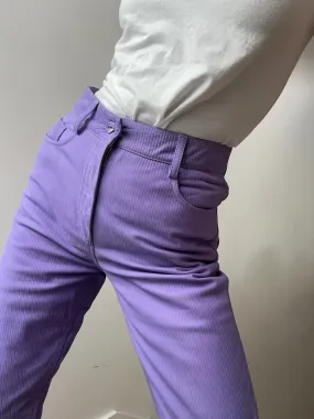 Remain Corduroy Leather Straight Pants Purple