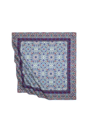Saks Red Turkish Patterned Tile Pattern Silk Square Scarf