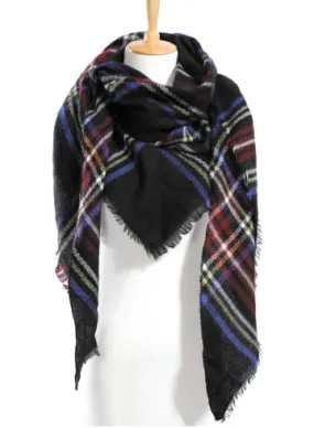 Scarfs - Dark Blue Plaid Scarf