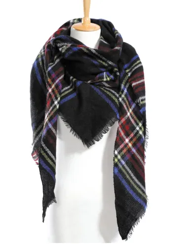 Scarfs - Dark Blue Plaid Scarf