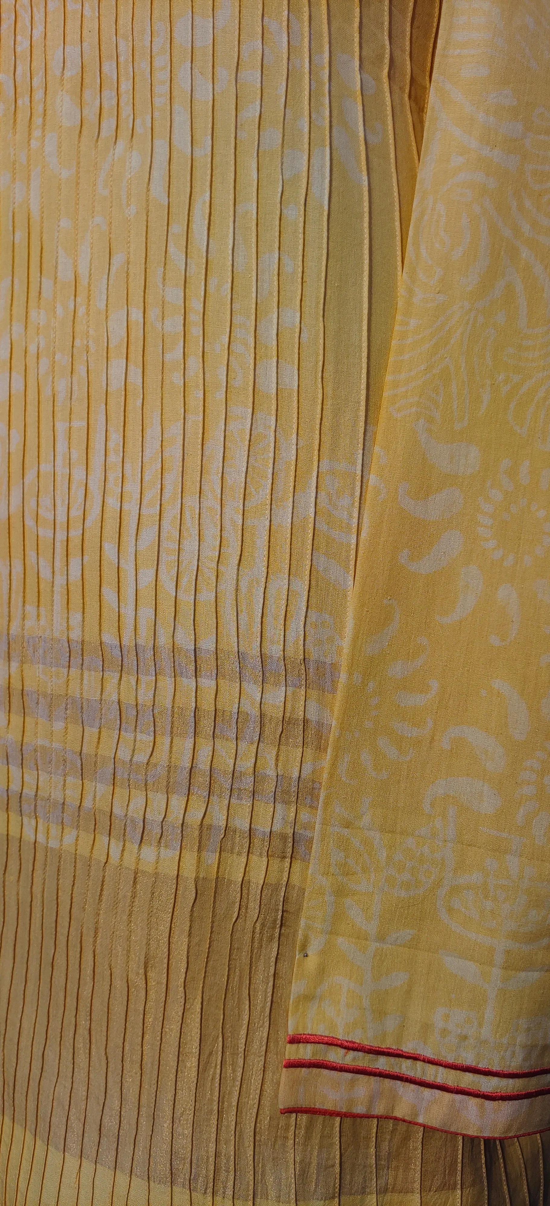 Semistitched Blockprinted Cotton Pintucks Tunic