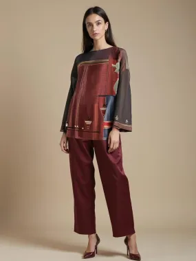 Semistitched Silk Ajrakh Short Tunic