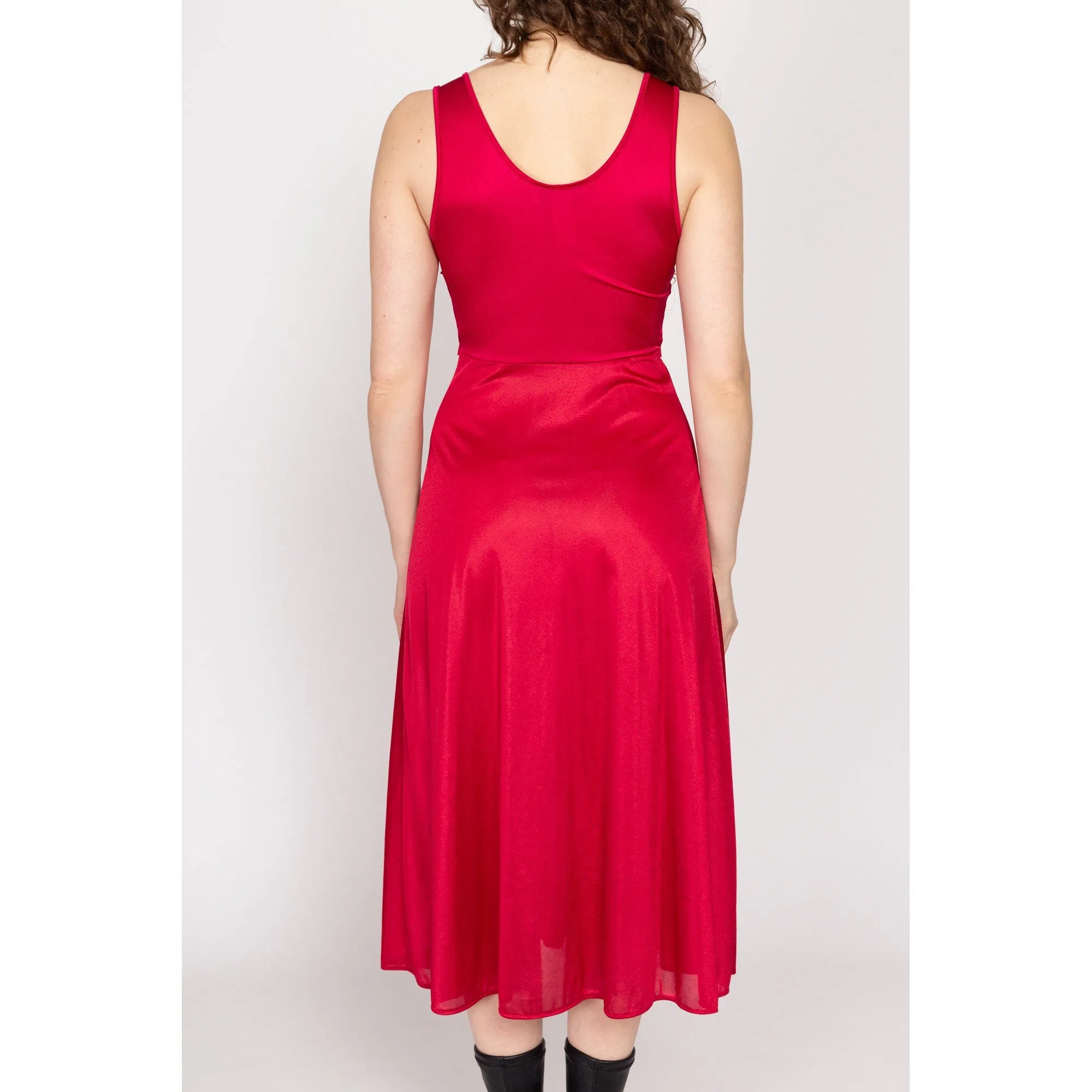 Small 90s Red Lace Bust Midi Slip Dress