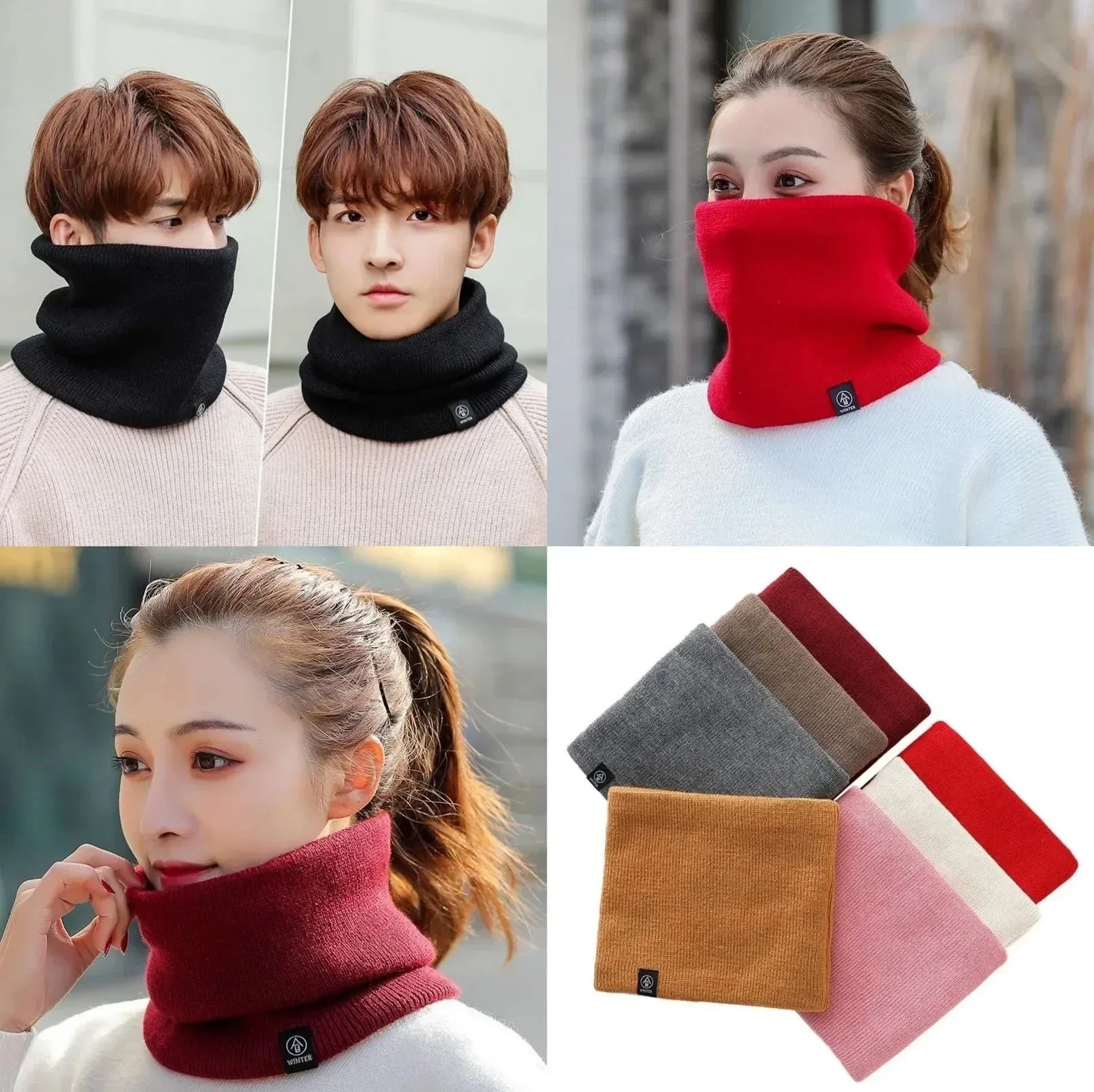 Soft Knitted Neck Warmer Scarf - Winter Face Cover
