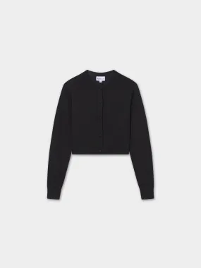 Solid Crew Crop Cardigan-Black