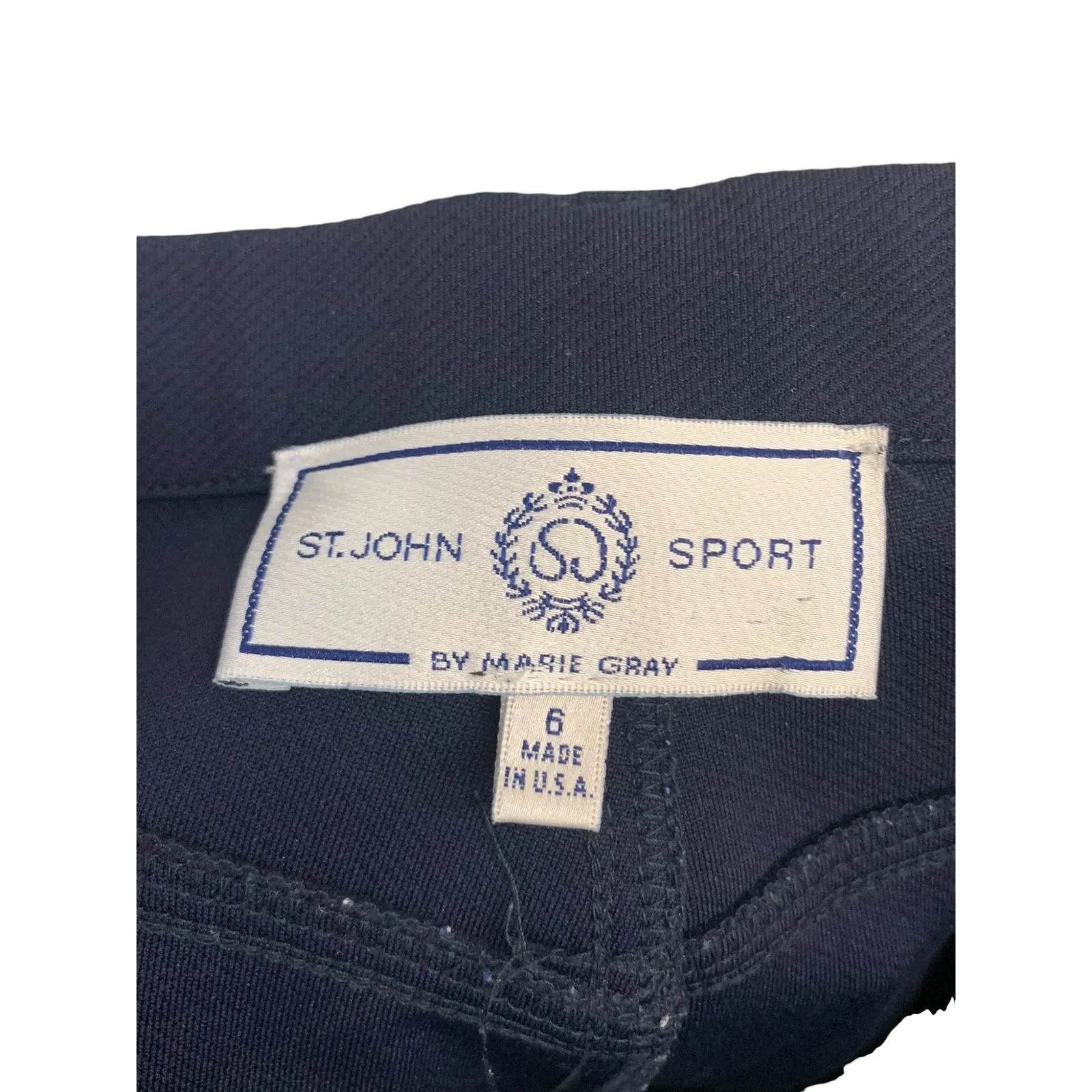 St. John Sport By Marie Gray Straight Leg High Rise Navy Pants SZ 6