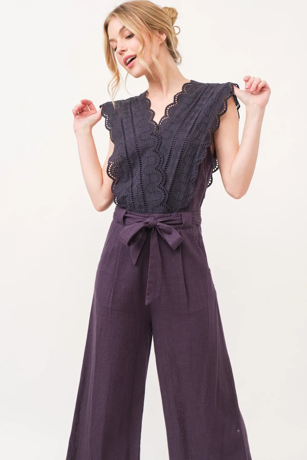 The Why Laced Surplice Tie Waist Jumpsuit
