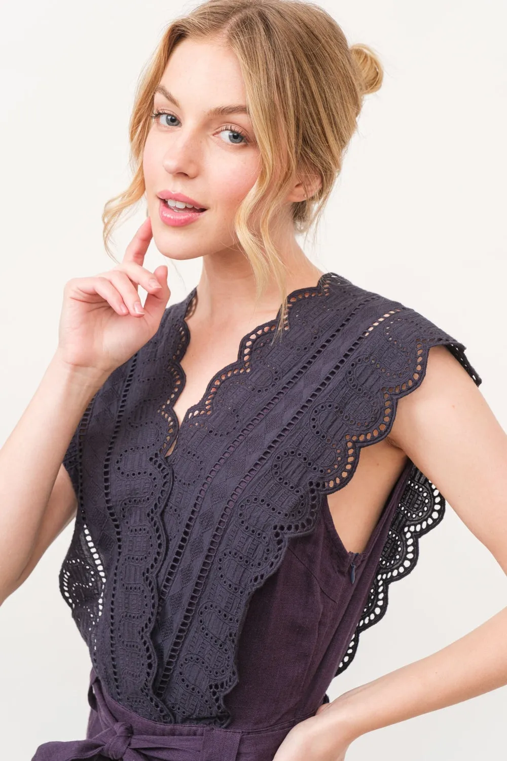 The Why Laced Surplice Tie Waist Jumpsuit