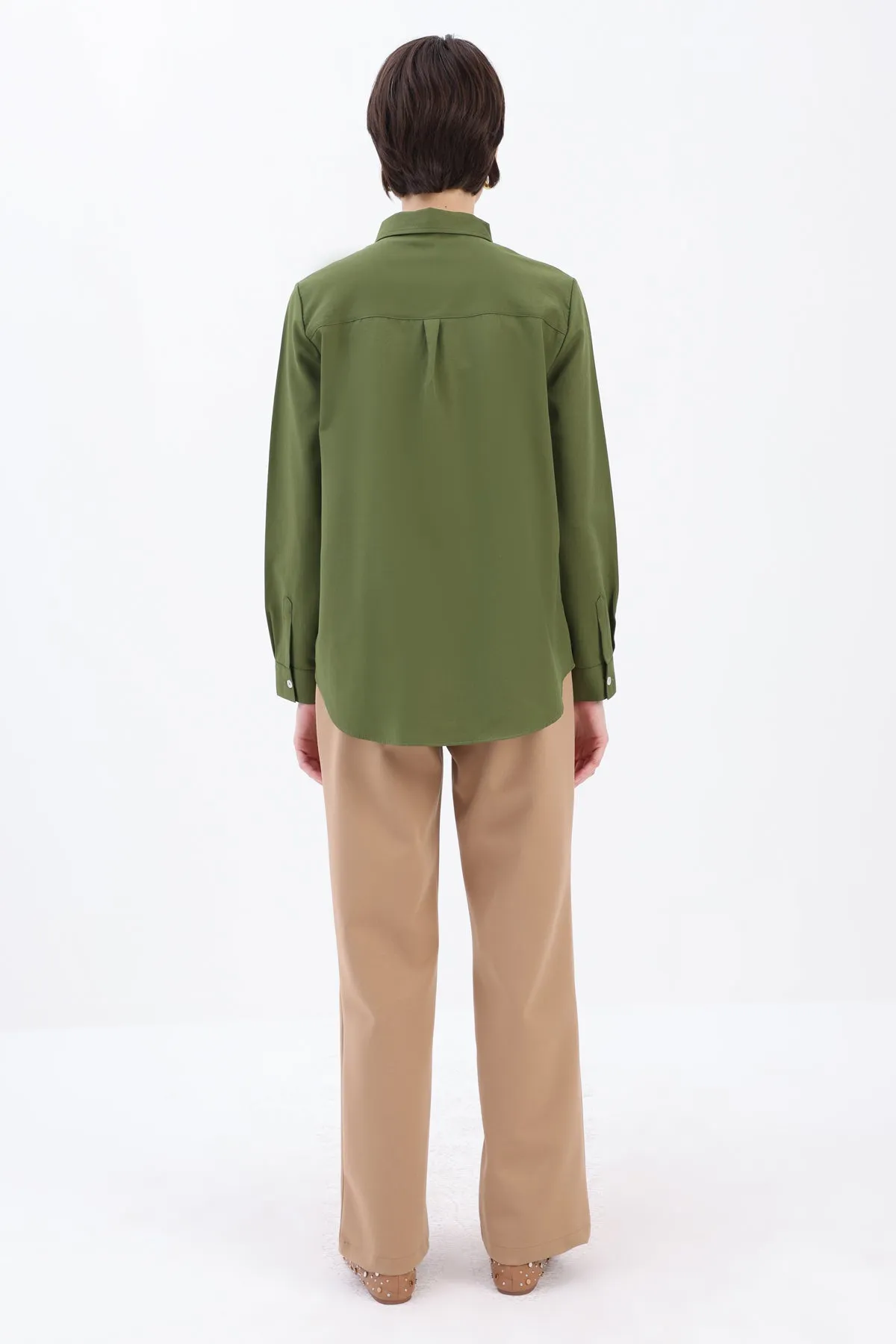 TLD Women Allday Haki Secret Buttoned Shirt Tunic - Burbank