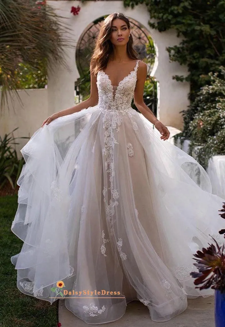 V-back Plus Size Wedding Dress