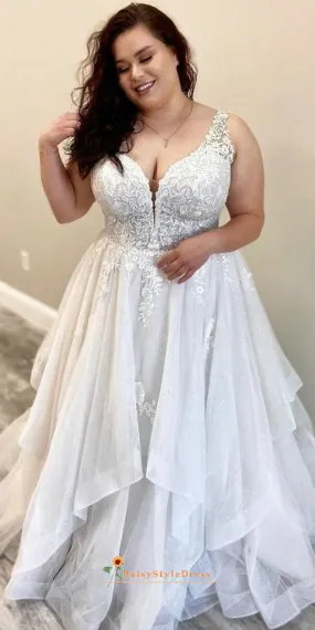 V-back Plus Size Wedding Dress