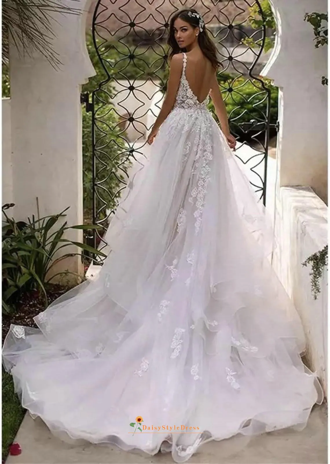 V-back Plus Size Wedding Dress