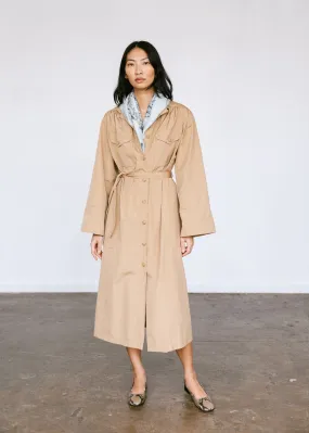 Vintage 1970s Jaeger Oversized Pleated Coat in Tan