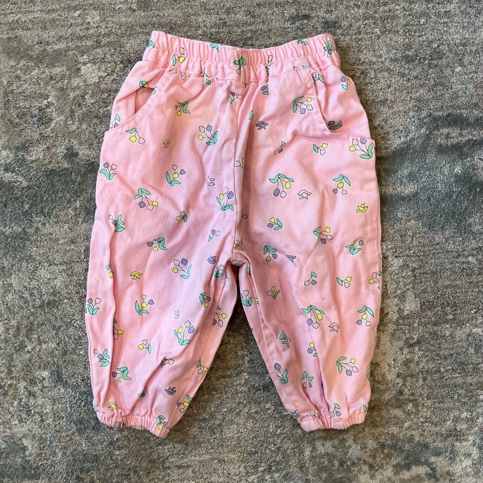 Vintage Pattiwhack Pink Floral Pants 12 Months