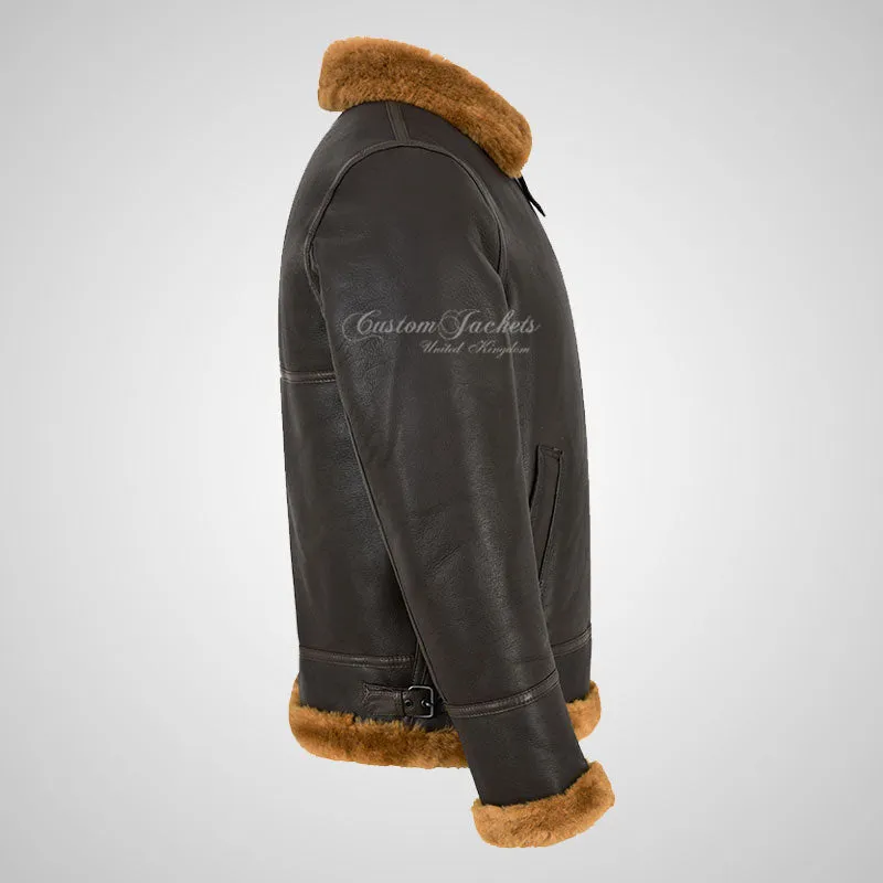 VOSTOK Men's B3 Sheepskin Flying Jacket Ginger Fur Shearling Jacket