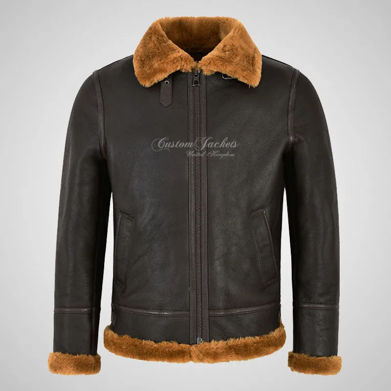 VOSTOK Men's B3 Sheepskin Flying Jacket Ginger Fur Shearling Jacket