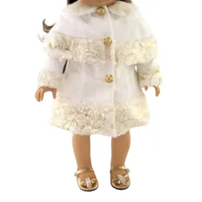 White and Gold Coat with Hat for 18-inch dolls