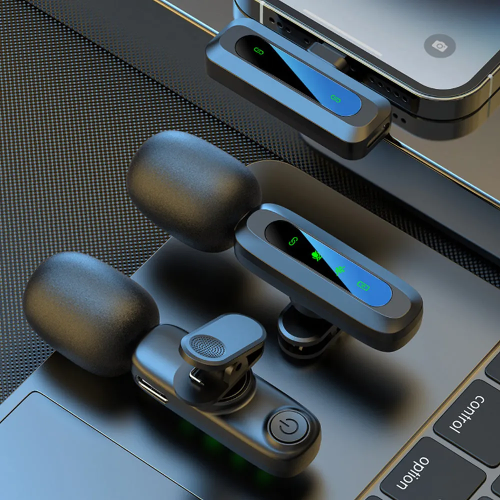 Wireless Lavalier Microphone Mini Clip-on Mics for Android Phone/Tablet/PC Video Recording