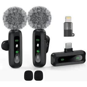 Wireless Lavalier Microphone Mini Clip-on Mics for Android Phone/Tablet/PC Video Recording