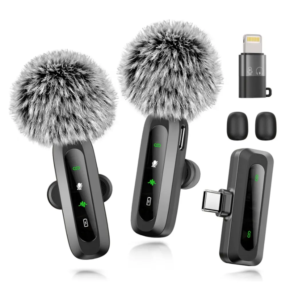 Wireless Lavalier Microphone Mini Clip-on Mics for Android Phone/Tablet/PC Video Recording