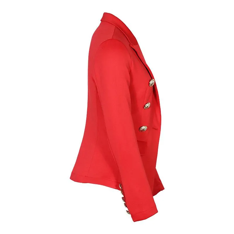 Women suit solid color pockets long sleeve double breasted coat