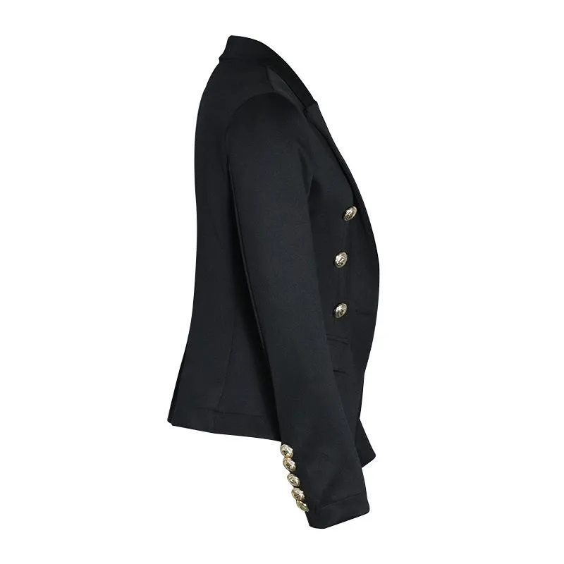 Women suit solid color pockets long sleeve double breasted coat