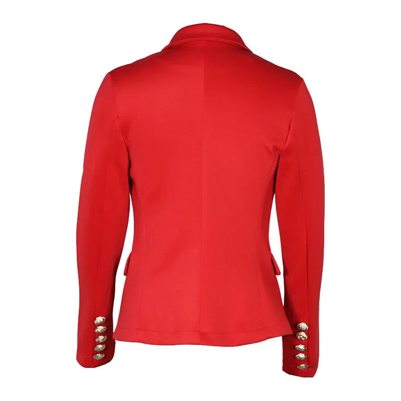 Women suit solid color pockets long sleeve double breasted coat