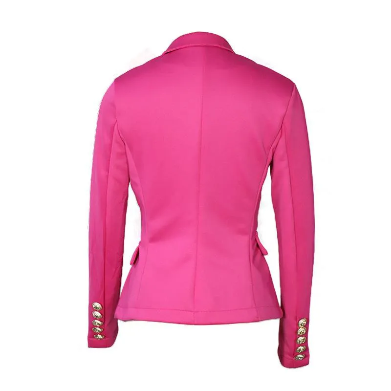 Women suit solid color pockets long sleeve double breasted coat
