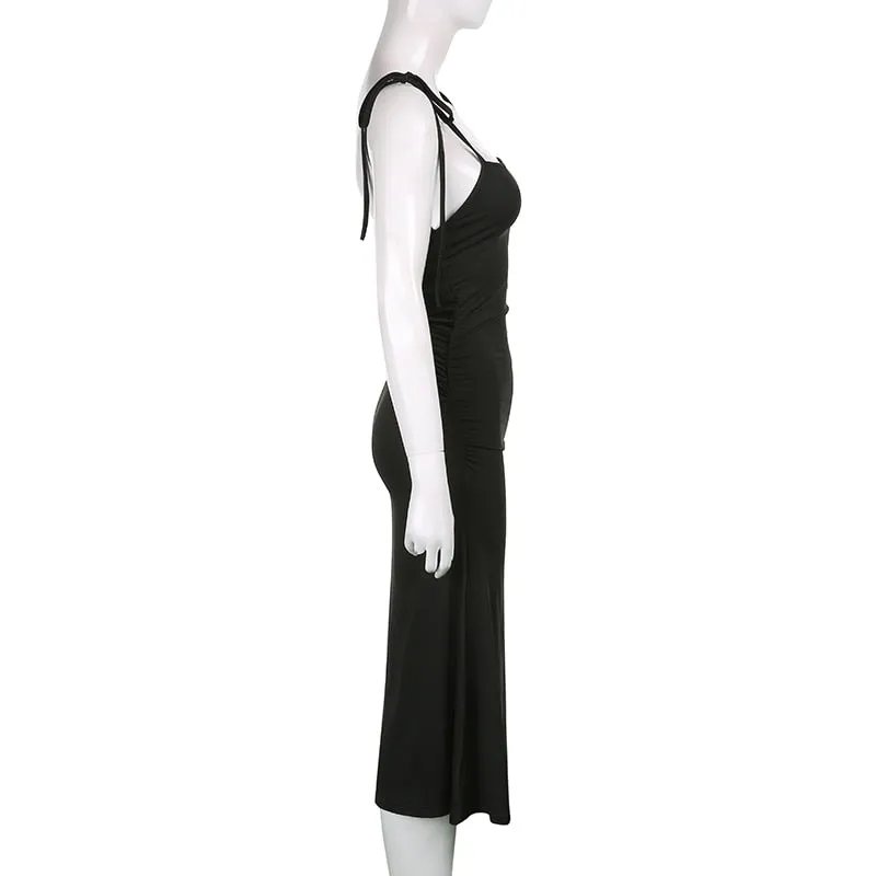 Women's Summer Backless Long Party Dress with Spaghetti Straps