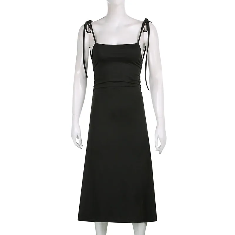 Women's Summer Backless Long Party Dress with Spaghetti Straps