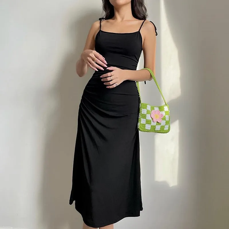 Women's Summer Backless Long Party Dress with Spaghetti Straps