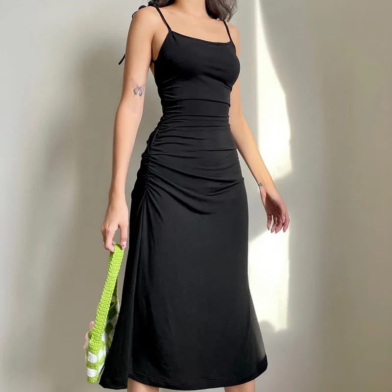 Women's Summer Backless Long Party Dress with Spaghetti Straps