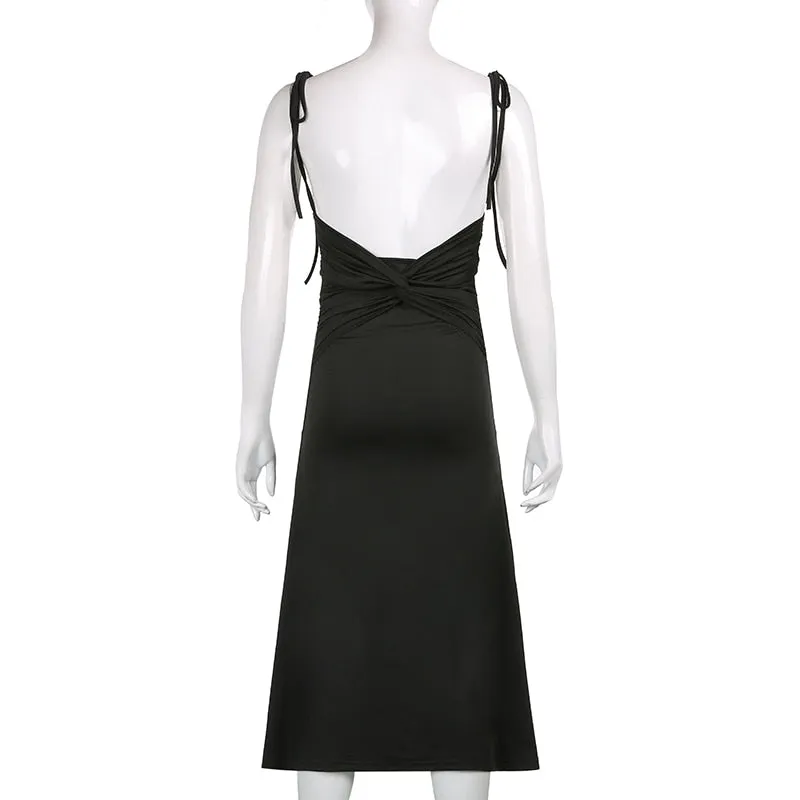 Women's Summer Backless Long Party Dress with Spaghetti Straps