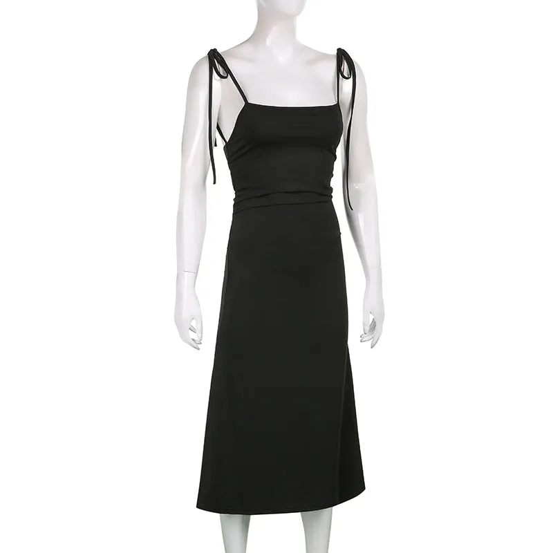 Women's Summer Backless Long Party Dress with Spaghetti Straps