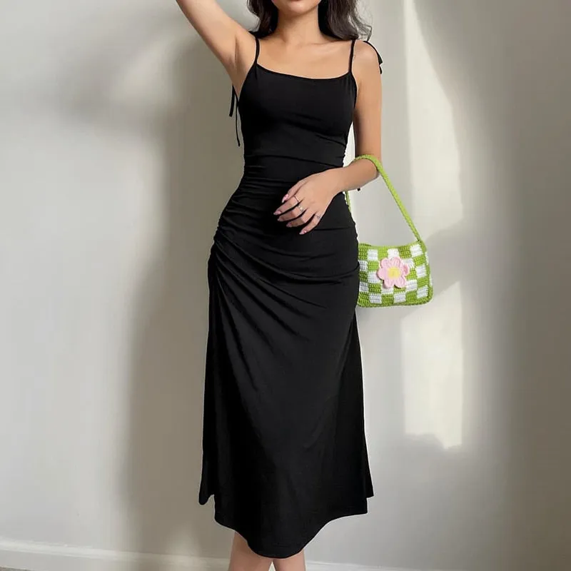 Women's Summer Backless Long Party Dress with Spaghetti Straps