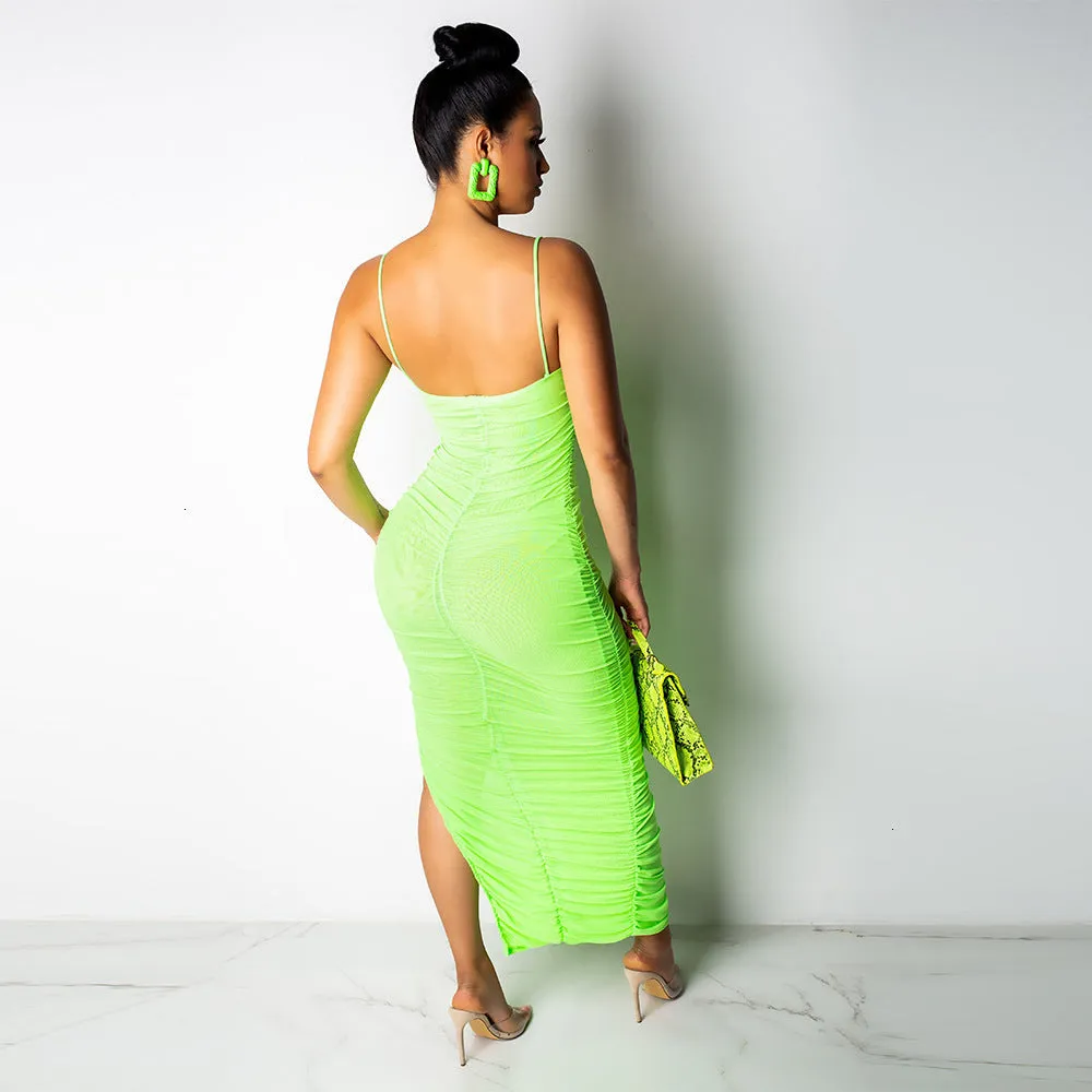 Women's Summer Polyester Sheath Elastic Long Dress