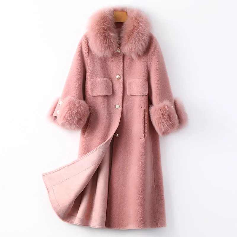 Women's Winter Warm Long Coat With Fox Fur