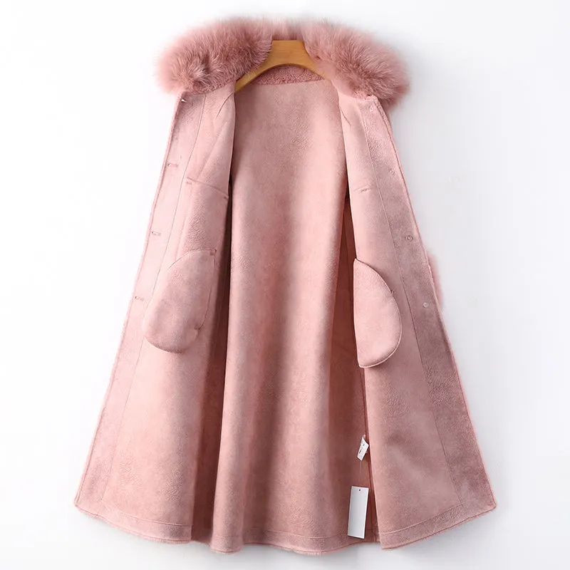 Women's Winter Warm Long Coat With Fox Fur