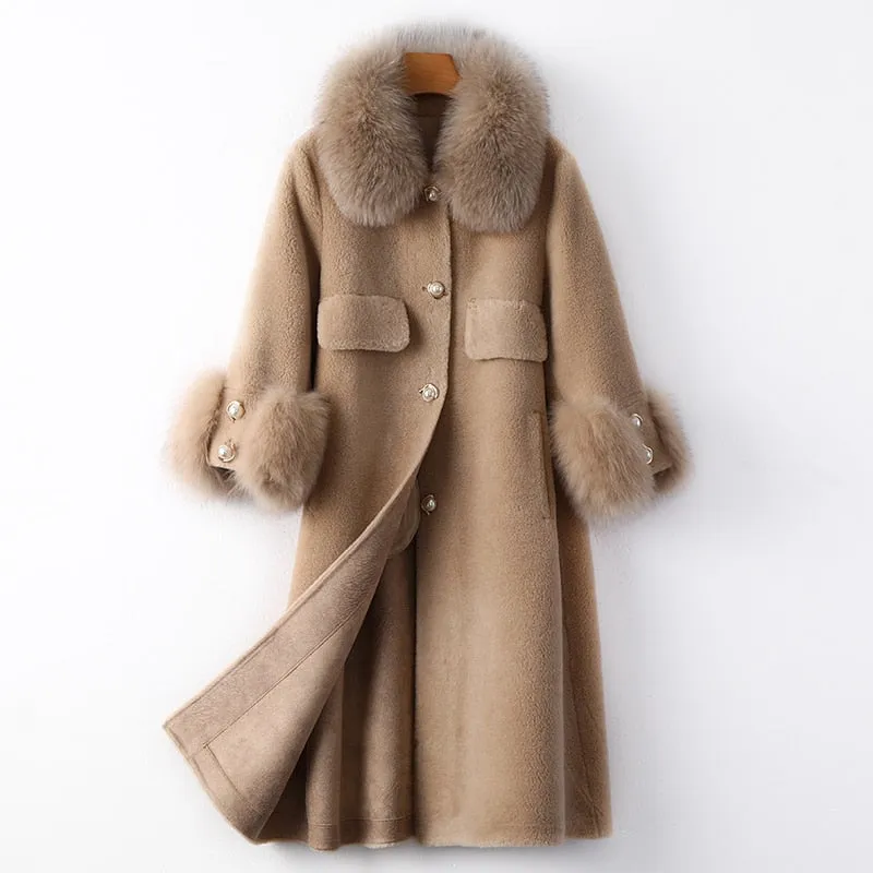 Women's Winter Warm Long Coat With Fox Fur